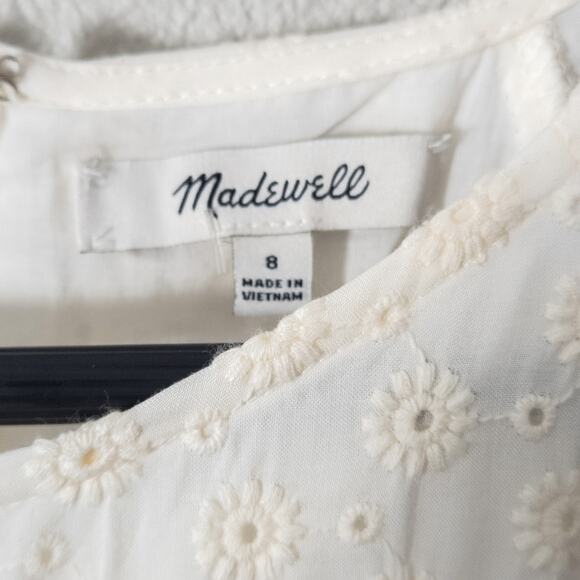 Madewell Embroidered Short Sleeve Dress Ivory Size 8 Cottagecore Romantic - Picture 10 of 12